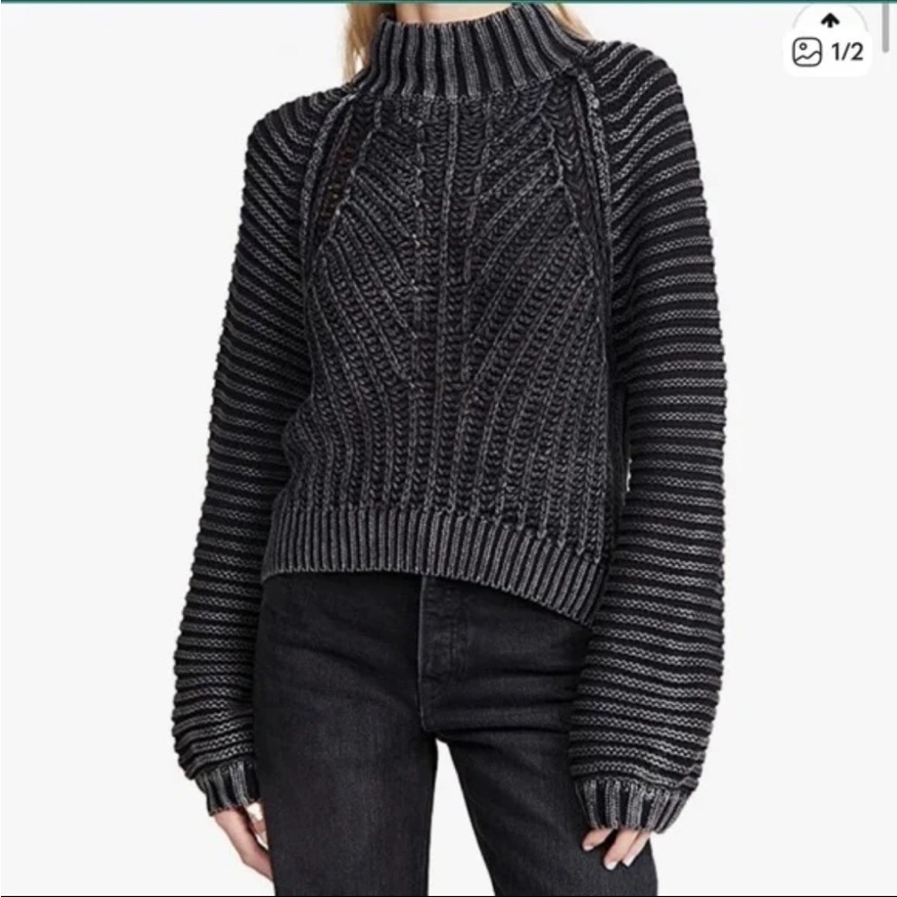 Bohme Cotton Grey Charcoal Chunky Knit Balloon Sleeves Sweater Women's Size XS